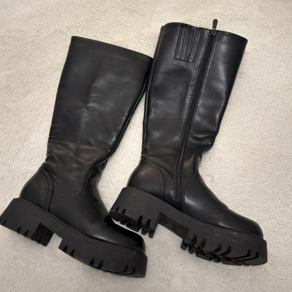 Knee High Black Platform Boots